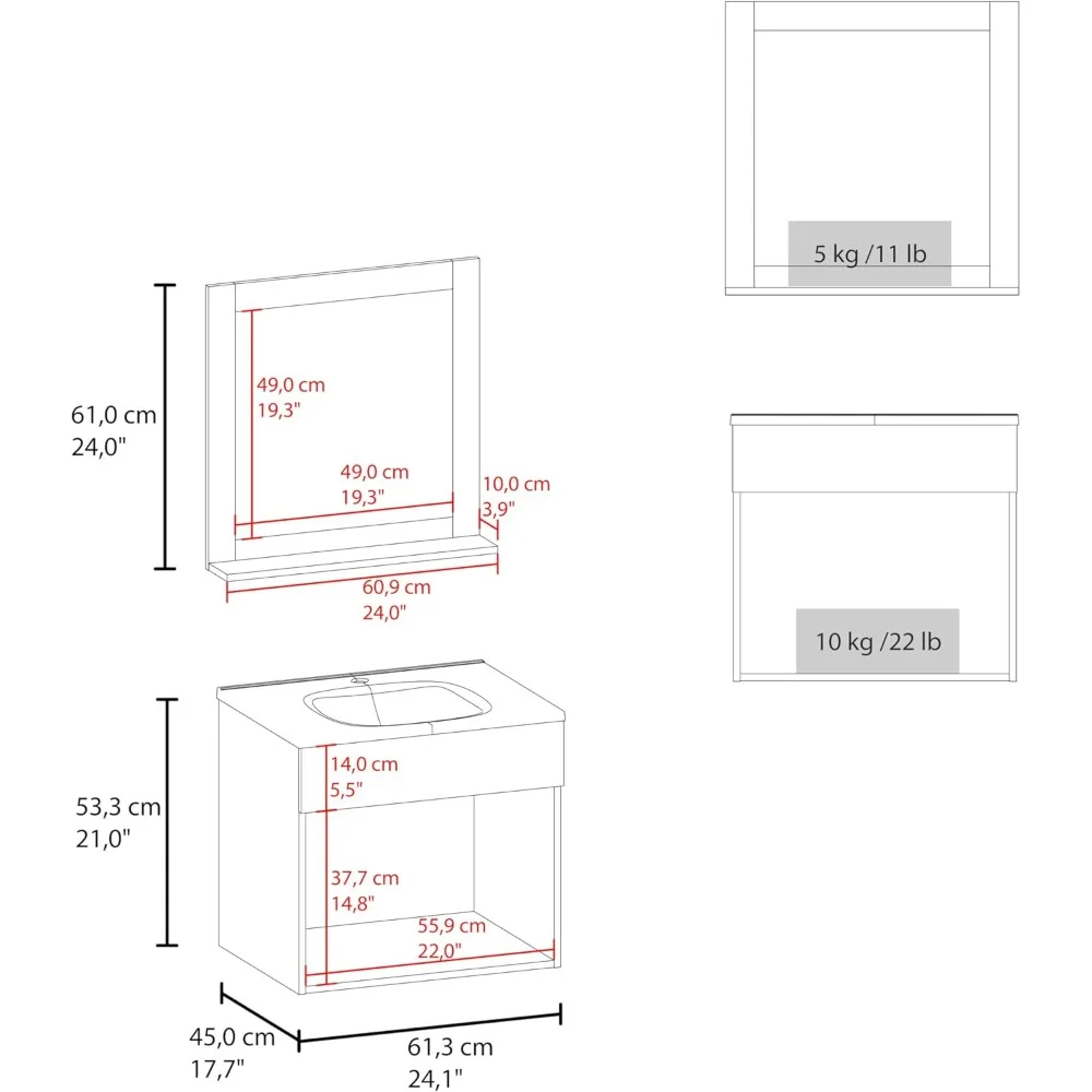   خزانة حمام بليك مع مرآة - حل تخزين حديث باللون الأبيض   #2