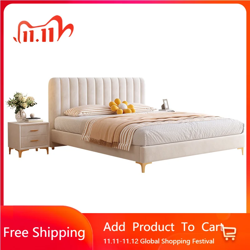 

Кремовая принцесса, двуспальная кровать для хранения, модная свадебная кровать для главной спальни, расслабляющая чтение, Cama De Casal, мебель для спальни