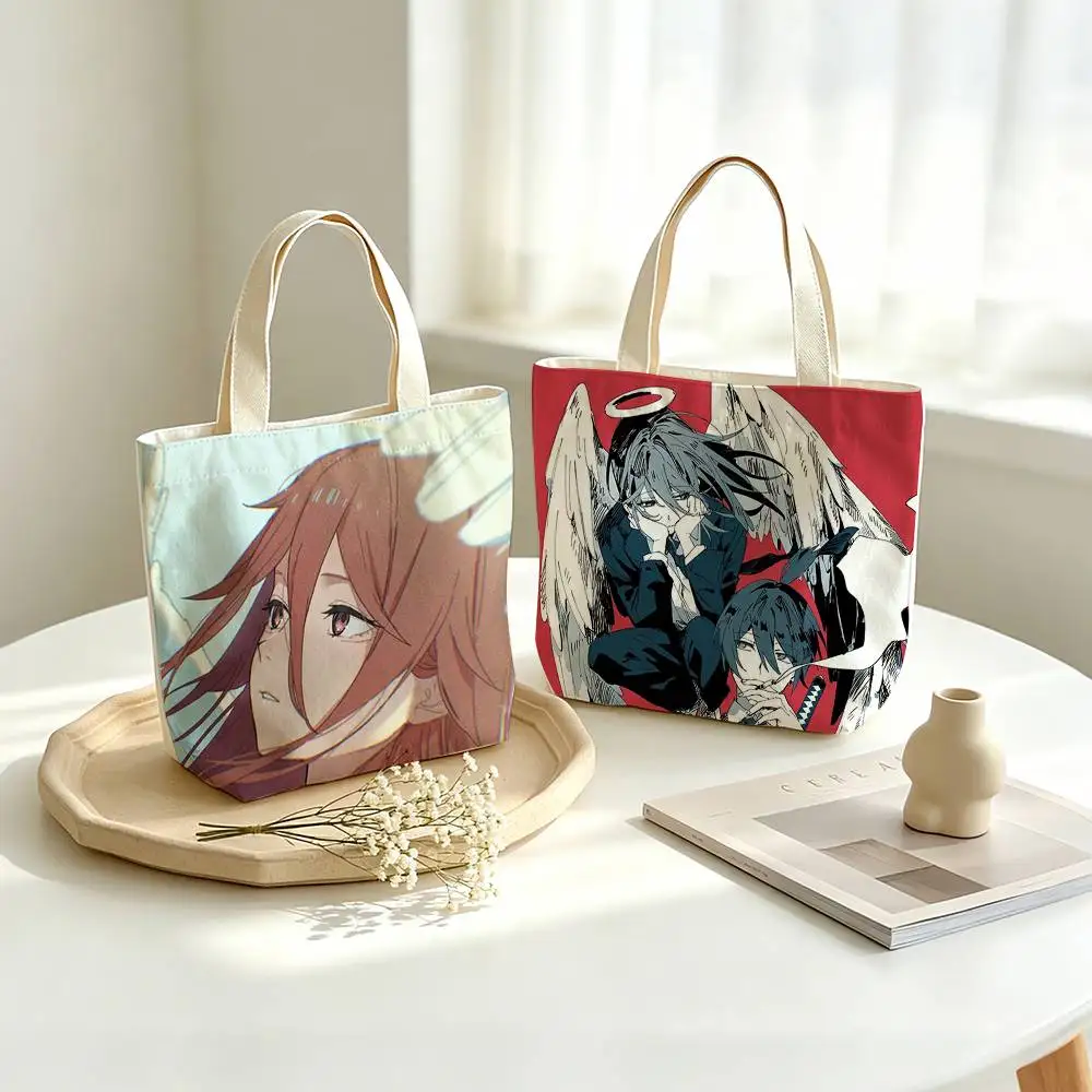 Chainsaw Man A-Angel Devil Printed Canvas Tote Bag Shoulder Bag Commuter Mommy Shopping Bag