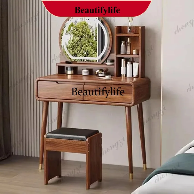 

G153 Lighting Europe Vanity Table Simple Brown Drawers Clothing Vanity Table Europa LuxuryMeuble De Chambre Furniture For Home