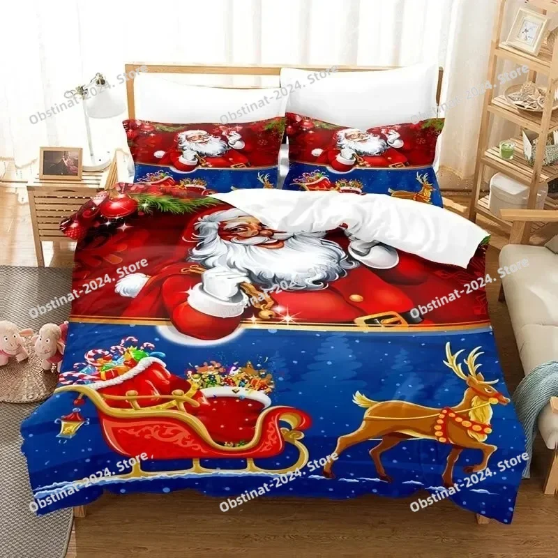 

Merry Chrismas Bedding Set Printed Duvet Cover Pillowcase Single Double Style Queen King Size Sets Kids Adult