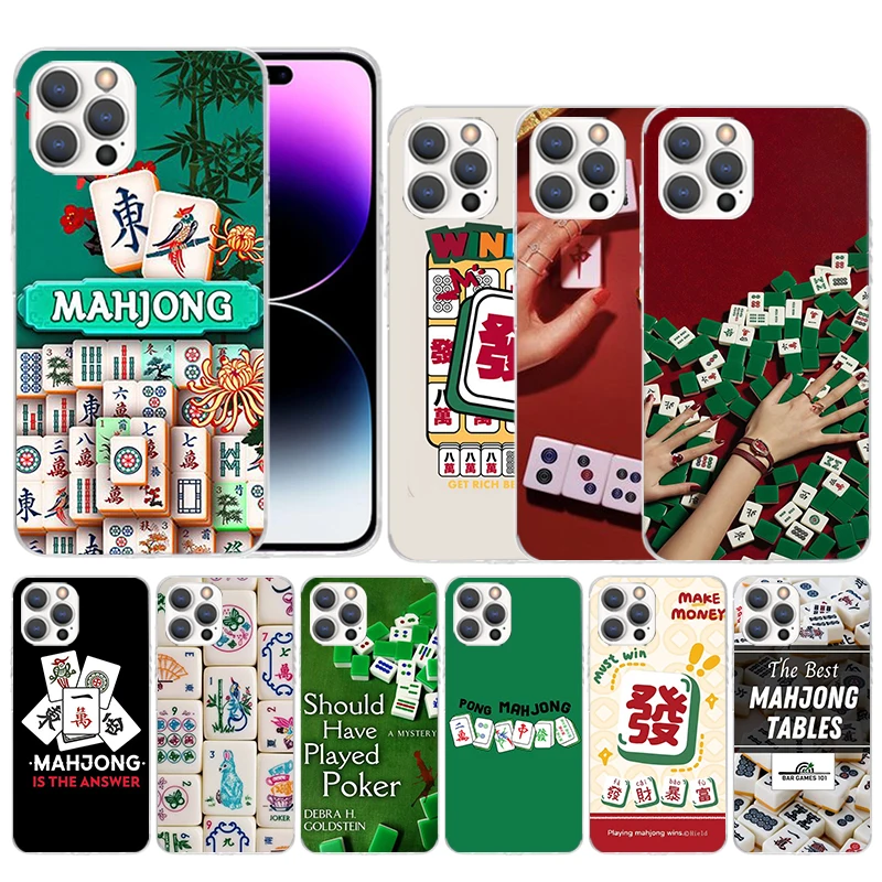 Creative Mahjong Soft Cover for iPhone 15 14 13 12 Mini 11 Pro Max Print Phone Case X XS XR 7 Plus 8 + SE Pattern Coque