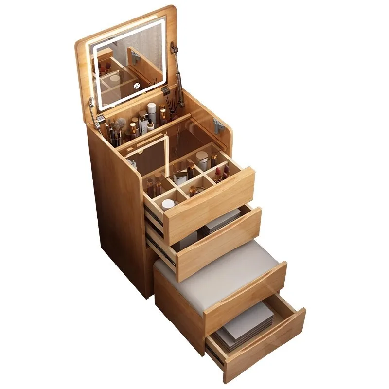 

Solid wood dressing table Small flip dresser Bedroom Mini bedside table Makeup table Storage cabinet