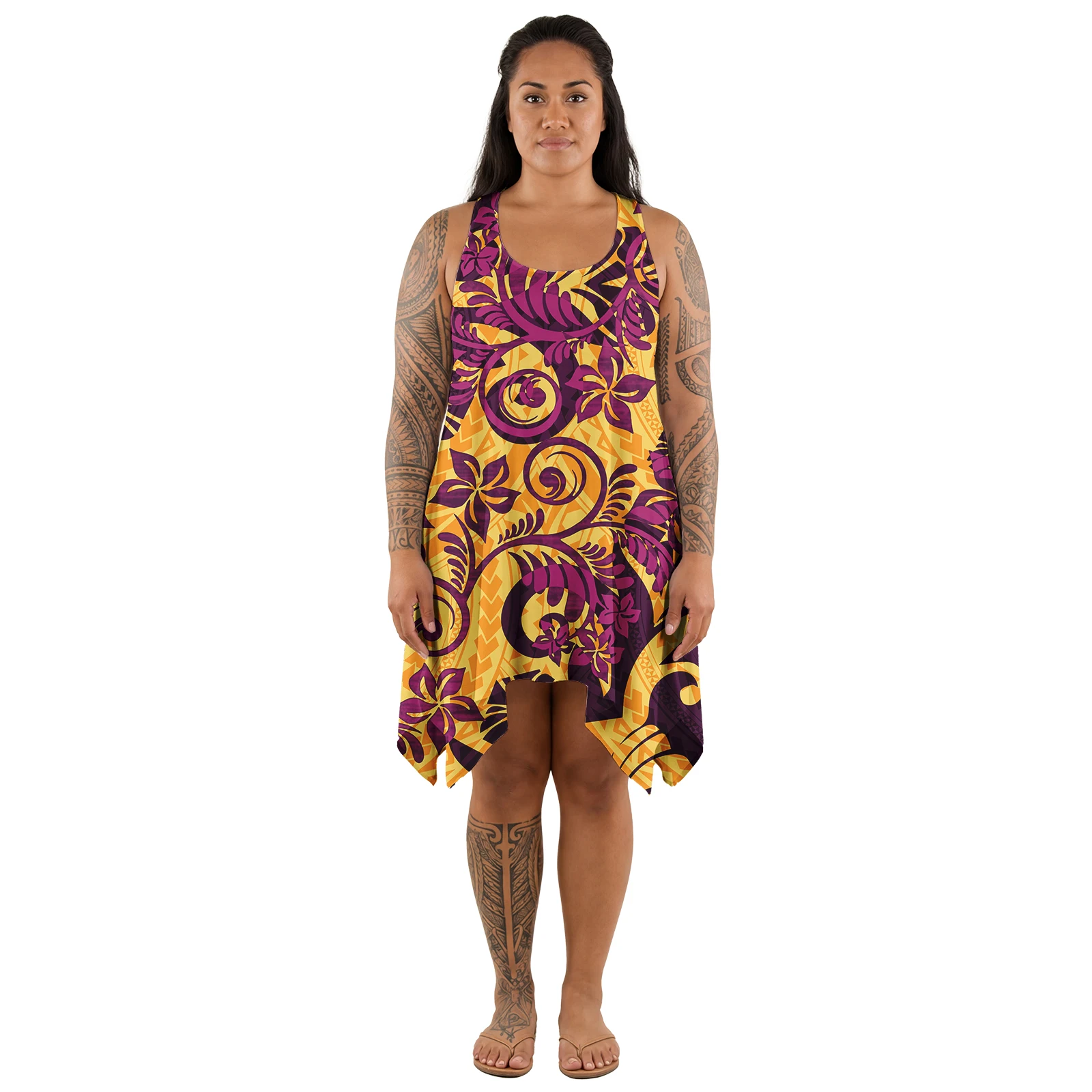 High Quality Custom Samoan Tribal Women Tank Tops Short Skirts Polynesian Plus Size Elegant Dresses Hawaiian Island Dress Ladies - view 2
