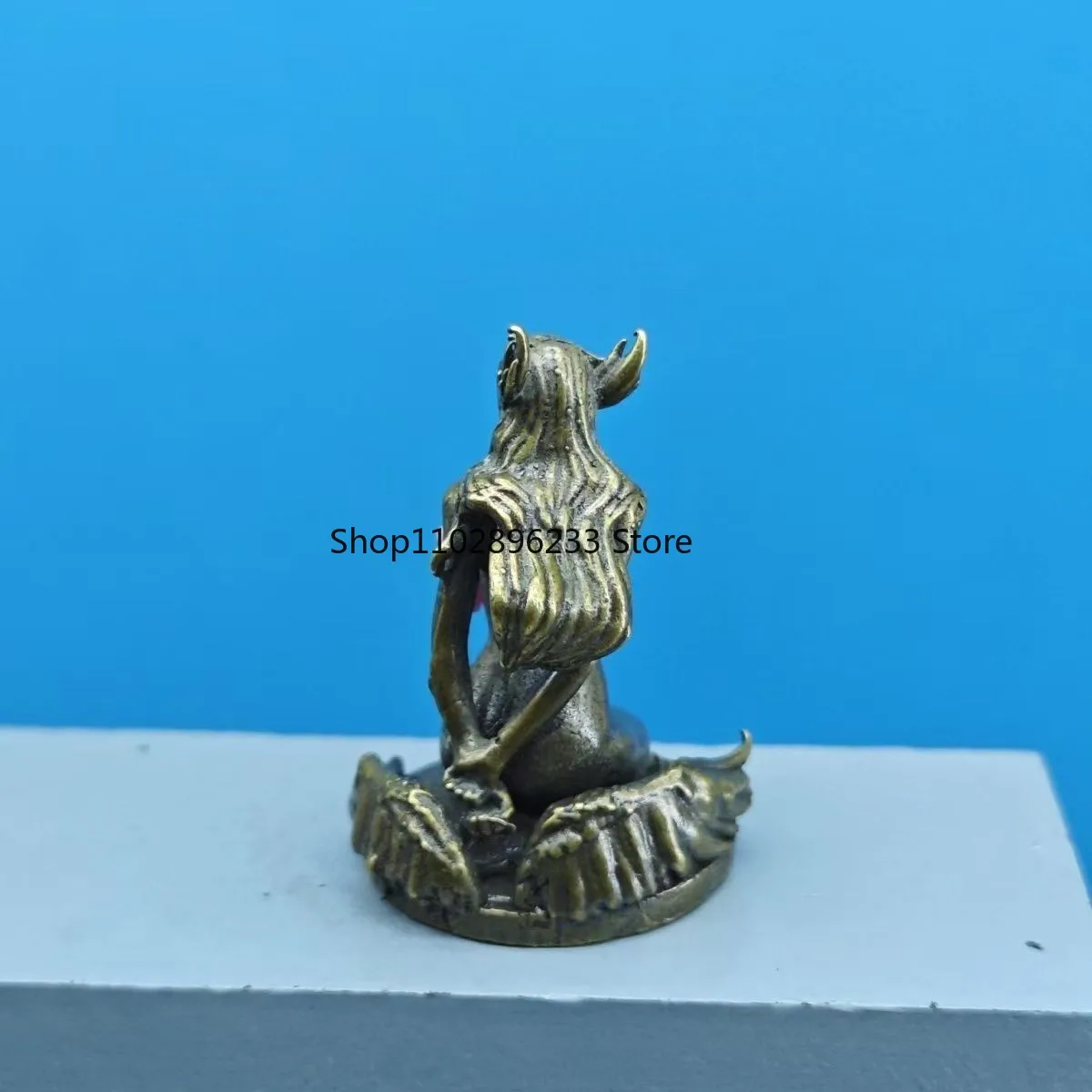 Brass Fantasy Female Elf / Demon Goddess Mini Statue Collectible Figurine