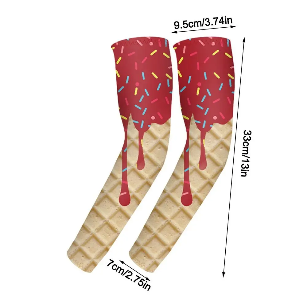 NEW Ice Cream Arm Sleeves Cooling Moisture Wicking Sun Protection Sleeves UV Protection Compression Sleeve Cycling