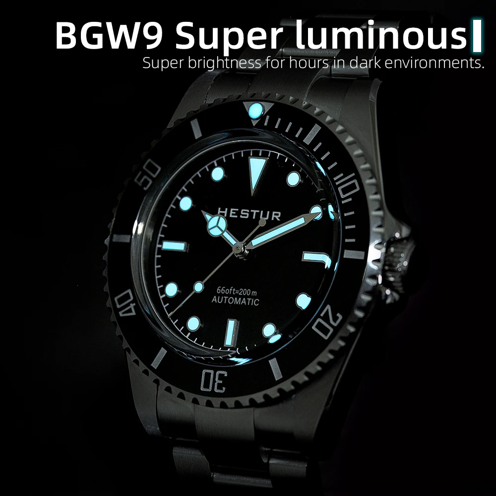 Hestur Automatic Mechanical Watches 40mm Men's wrist Watch Sub 14060 Vintage Diver 20bar Luxury Sapphire Bubble Mirror sw200