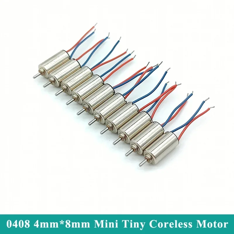 10PCS 0408 4mm*8mm Mini Coreless Motor DC 3V 3.7V 58000RPM high Speed Micro Tiny Hollow Cup Engine DIY Hobby Toy Model