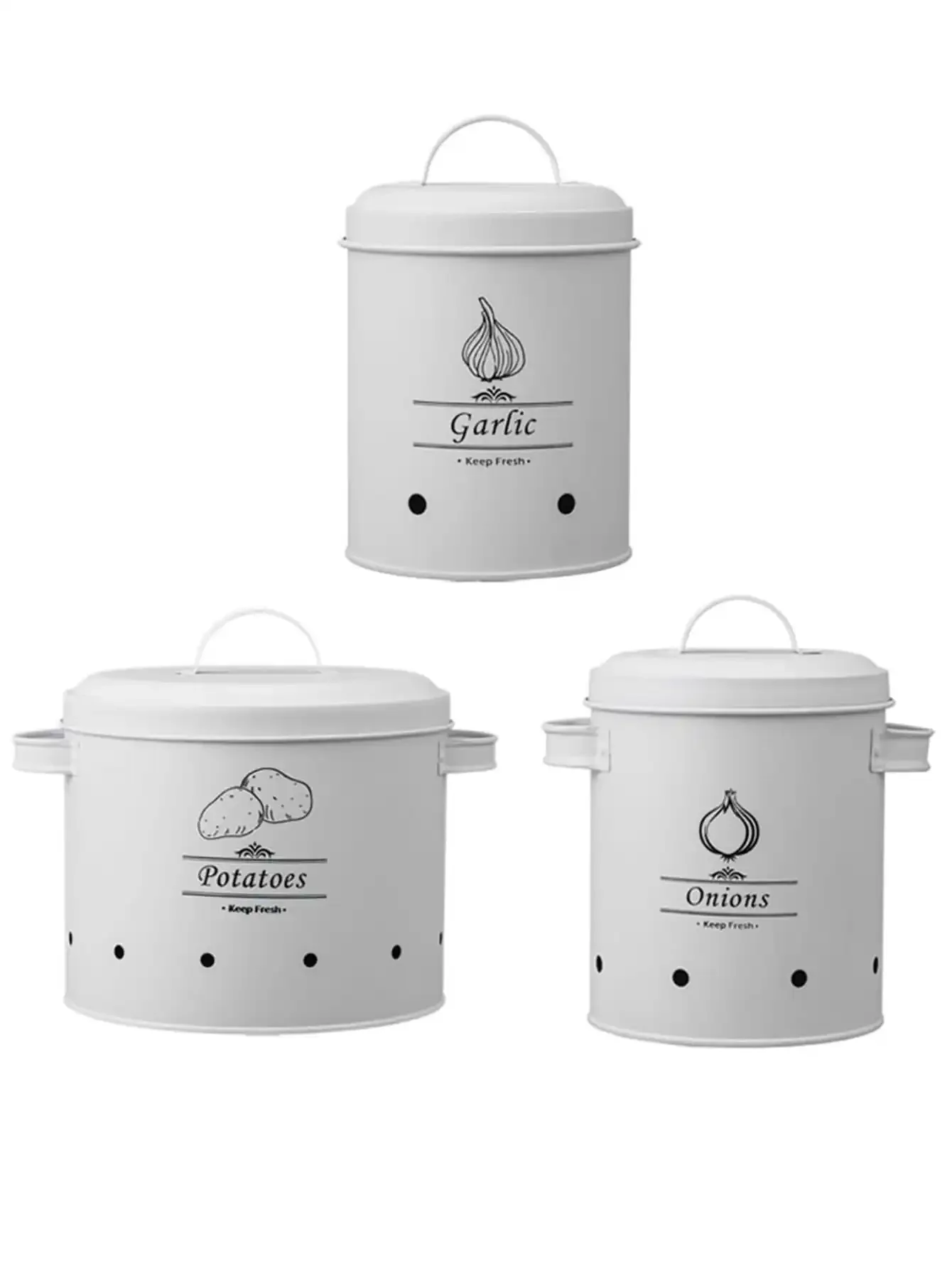 

Leeseph Canister Sets For Kitchen Counter, 3 Piece Garlic Potato Onion Kitchen Canisters for Pantry Organization and Storage Bin