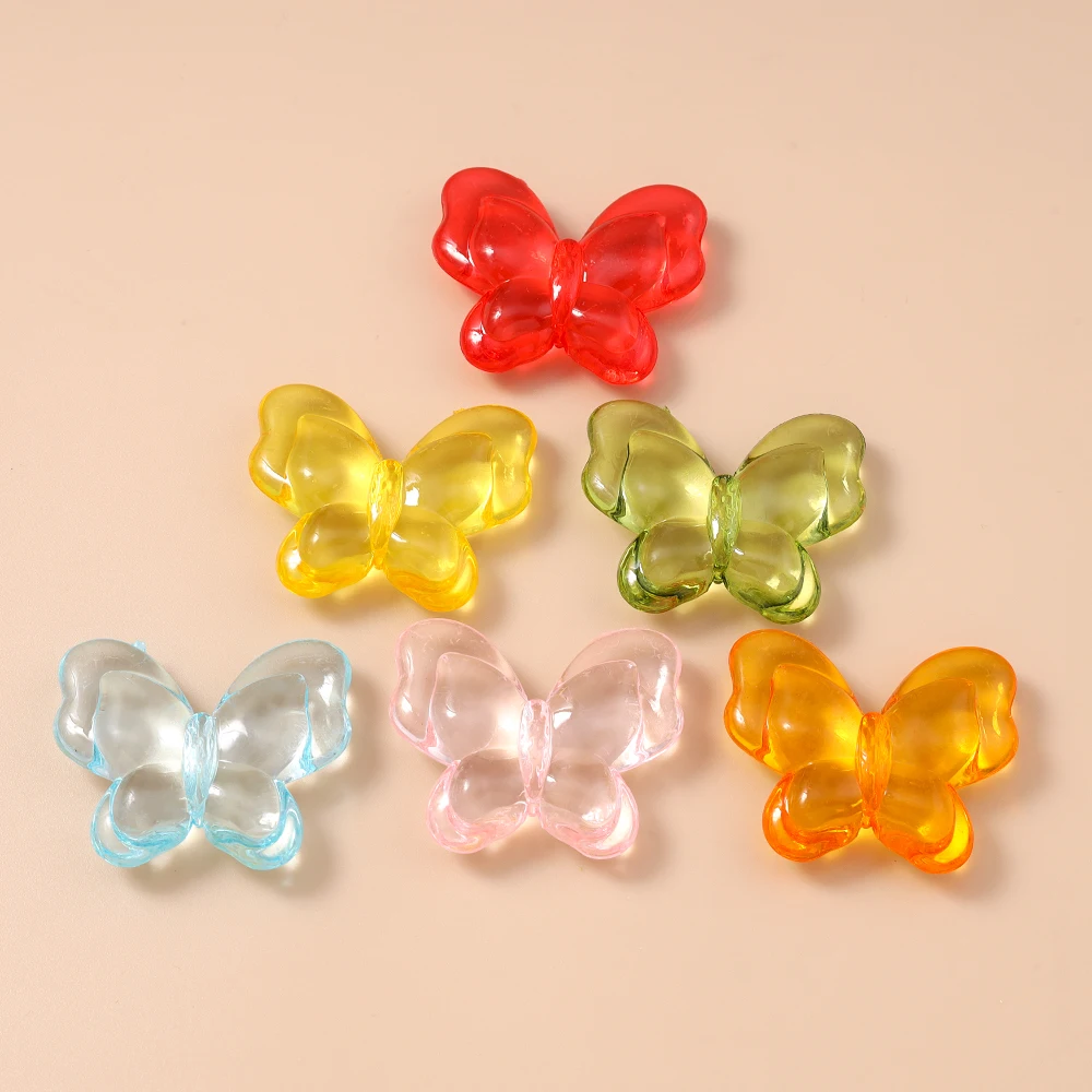 

Leslie 5pcs 40*33mm Colorful Cute Big Butterfly Glass Beads Small Loose Spacer Beads For Necklace Bracelet DIY Jewelry Making