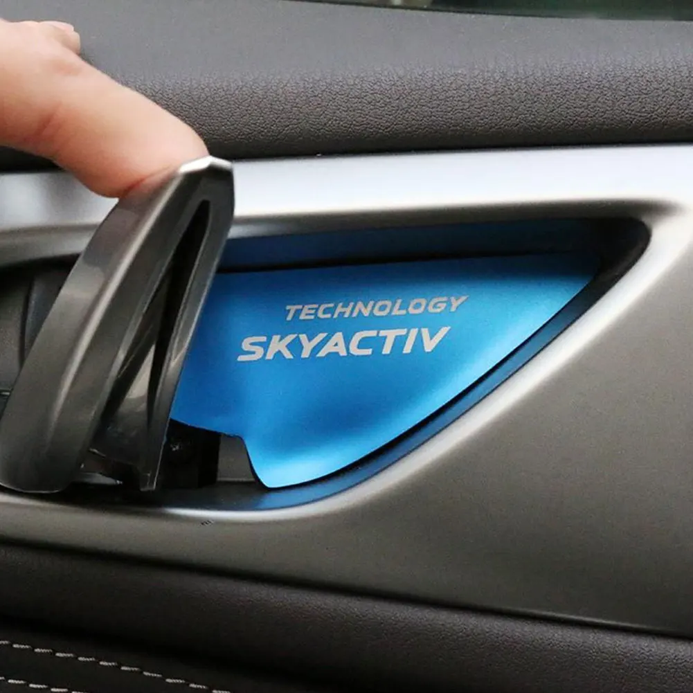 4ps باب السيارة السلطانية غطاء مقبض ملصقات الكسوة الحال بالنسبة لمازدا Skyactiv التكنولوجيا شعار 3 6 CX 5 CX3 اكسسوارات السيارات التصميم