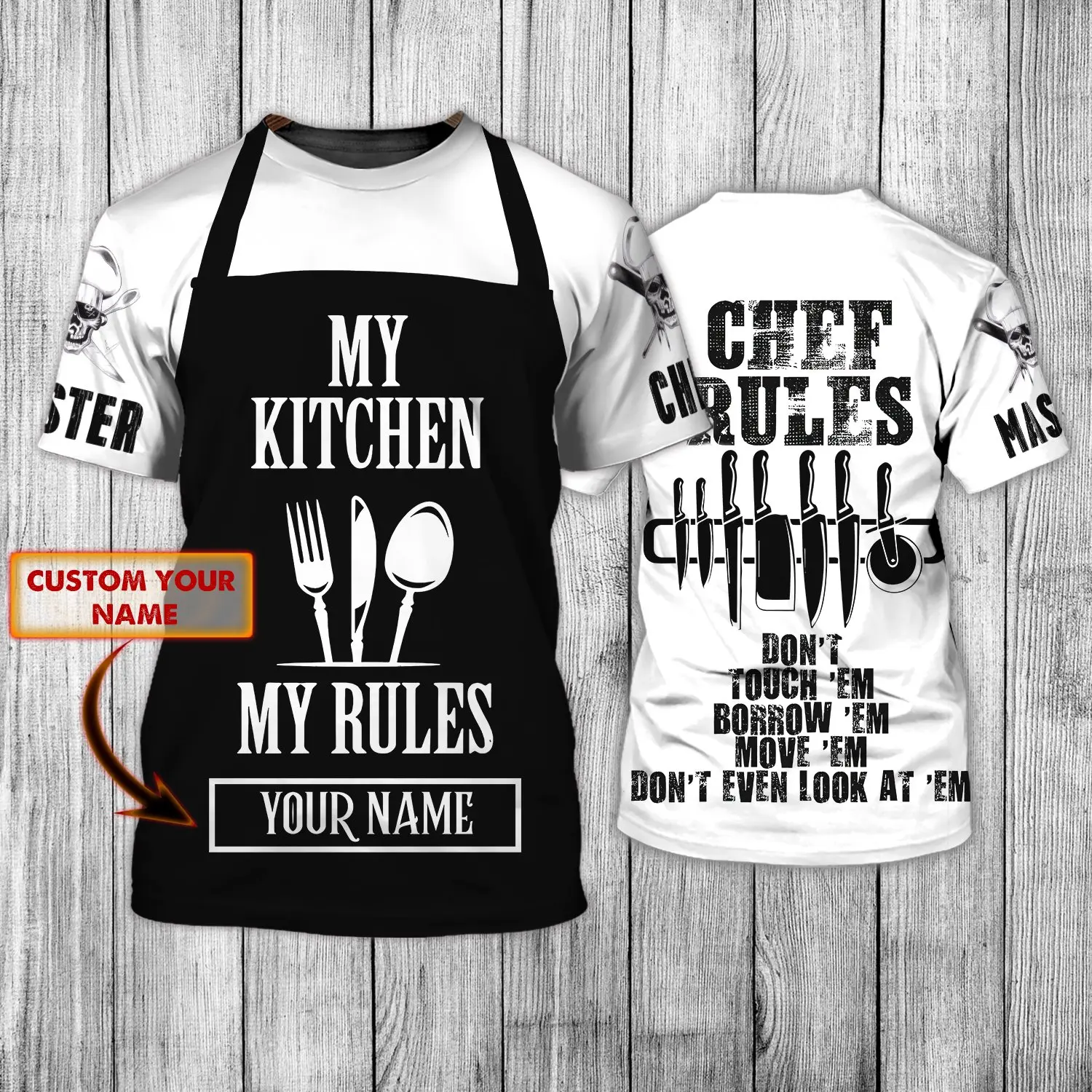 رائجة البيع موضة تي شيرت الشيف الطبخ اسم شخصي ثلاثية الأبعاد مطبوعة رجالي الصيف قصيرة الأكمام للجنسين تي شيرت رياضي غير رسمي DW38 #4