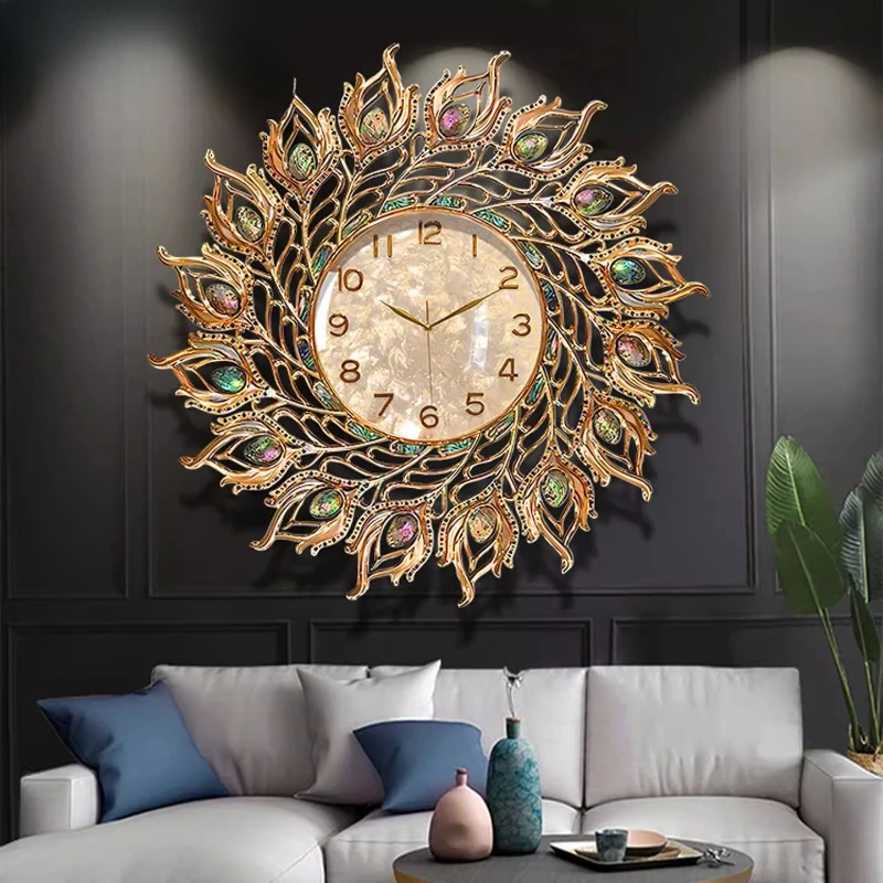 

Легкие роскошные настенные часы с подсолнечником, настенные часы для дома, гостиной, художественное украшение