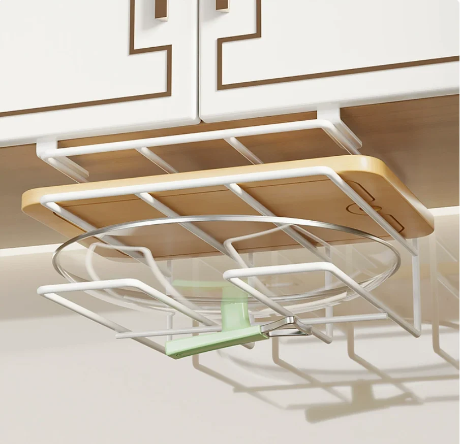 Non-punching Kitchen Storage Rack Pot Lid Storage Cutting Board Placement Kitchen Cabinet Hanging Holder Under with Hook