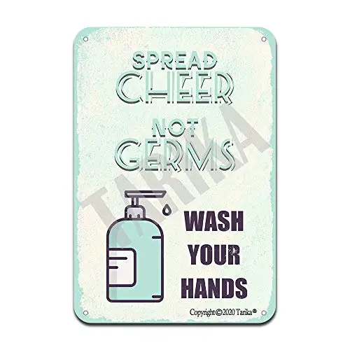 Spread Cheer Not Germs Wash Your Hands Retro Look  Tin Decoration Painting Sign for Home Kitchen Bathroom Farm Garden Garage Ins