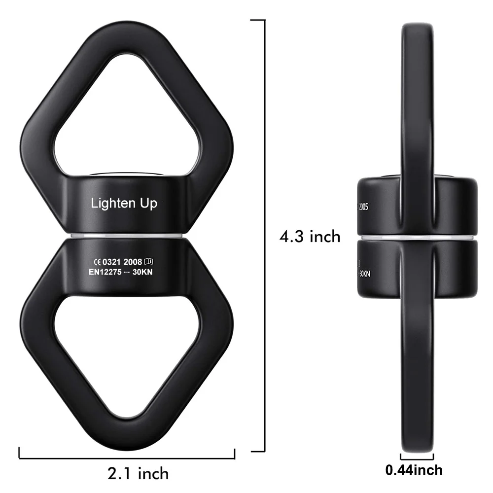 30KN Outdoor Rock Climbing Carabiner Swivel Connector Universal Gimbal Ring Yoga Swing Hammock Rope Swivel Rotational Connector