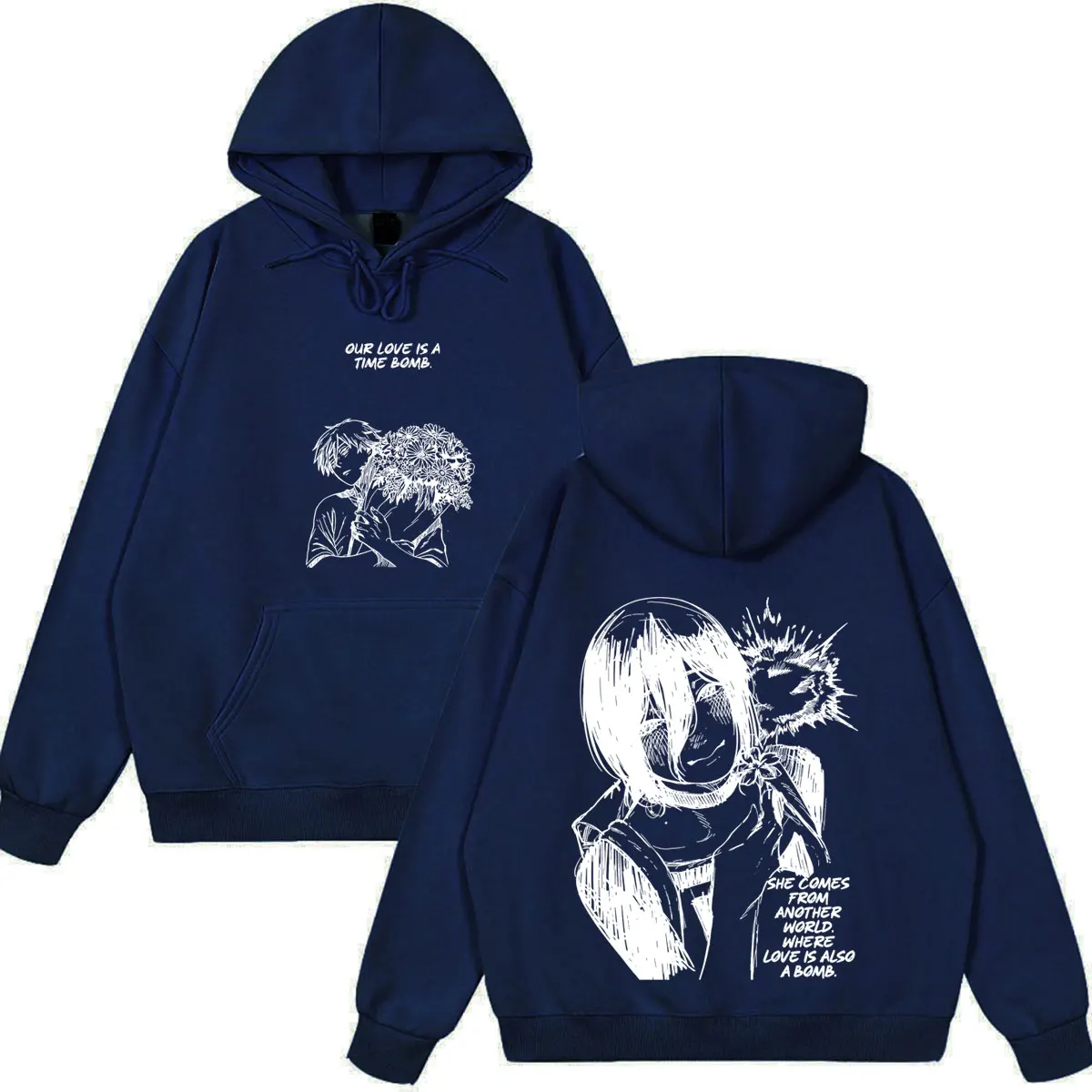 Anime Chainsaw Man T-Shirt Reze Denji Manga Grafik-Hoodies Winter-Fleece-Bekleidung Herren Damen Kleidung Lässige Oversize-Streetwear – Detail 4