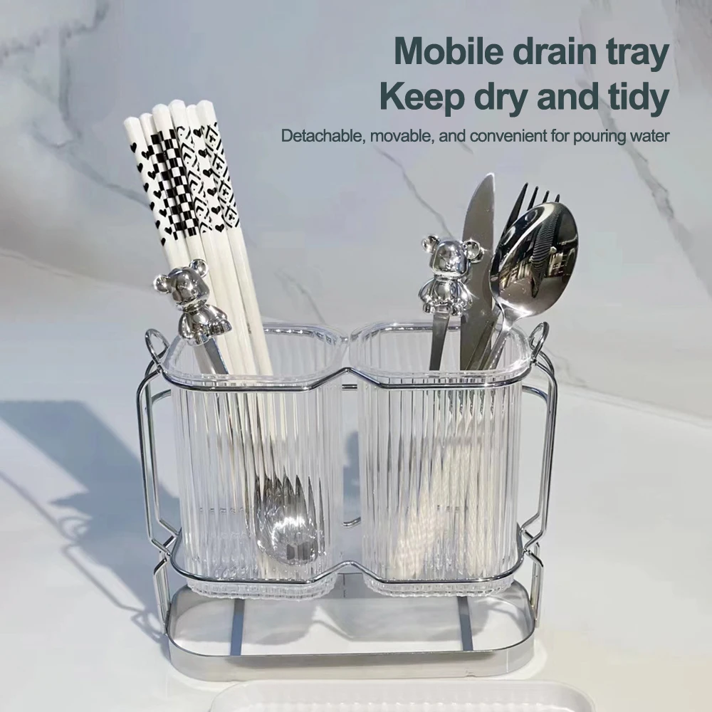 Light Luxury Cutlery Drainer Wall Mounted Kitchen Cutlery Organizer Spork Spoon Holder Utensil Drying Rack Kitchen Organizer