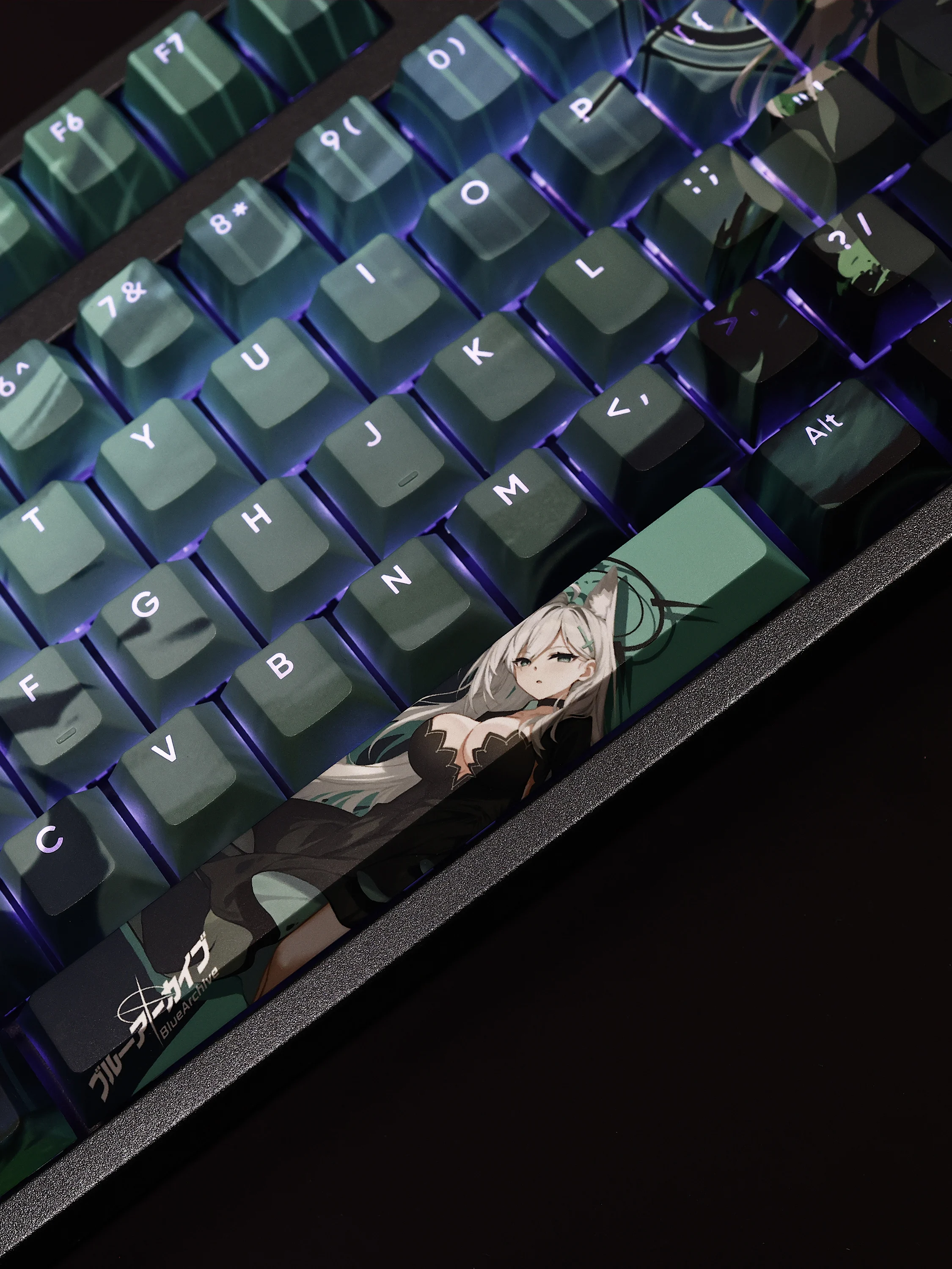 Sunaookami Shiroko 108 Keycap Blue Archive PBT DYE Sub Light Transmitting Cherry Switch Cross Key Cover for Mechanical Keyboard