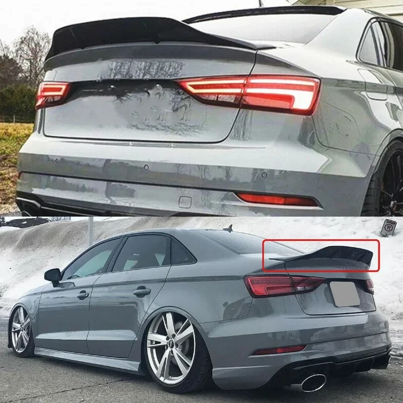 High Quality Style Rear Trunk Spoiler Wing Compact Sedan 2014-2020 Carbon Fiber Look Gloss Black Easy Installation Exteri