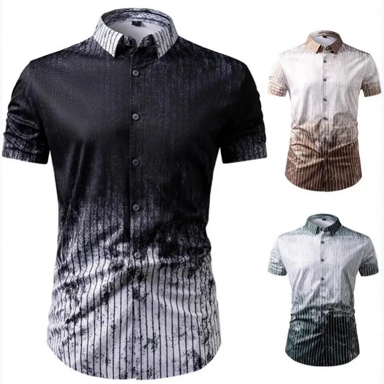 

Men's ort Sve Printed irt f adient Elastic Four-Dimensional Casual Faionable Top PU Material Ne Design