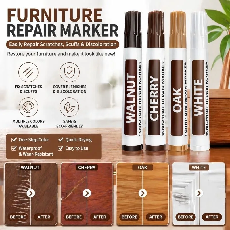 6pcs Furniture Repair Marker Pens Set Oak Maple Walnut Cherry Black Mahogany -for Crafting And DIY Projects