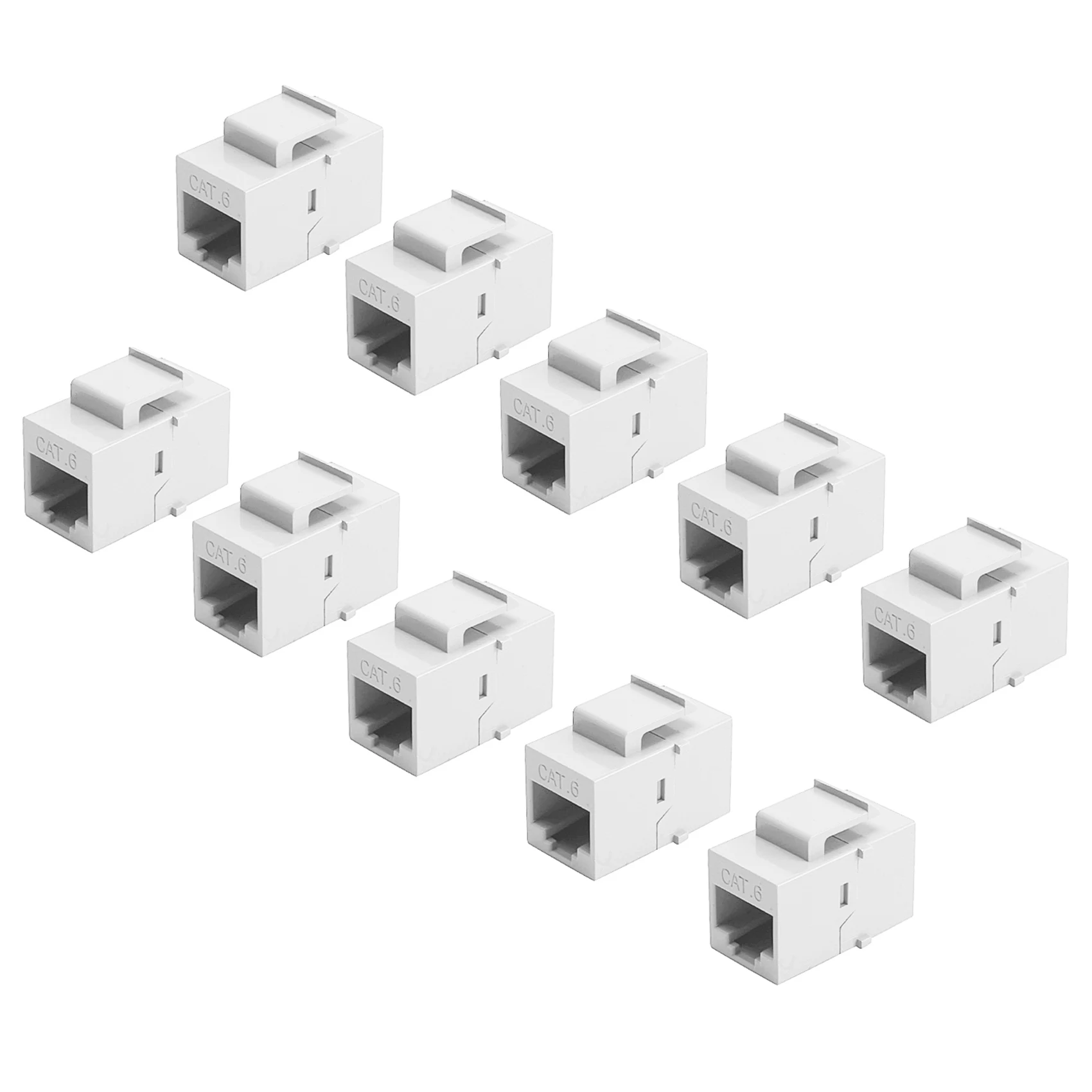 10Pcs RJ45 Connector Jack Cat6 Extension Coupler Ethernet Network LAN Cat 6 Coupler Jacks Extend Adapter,White