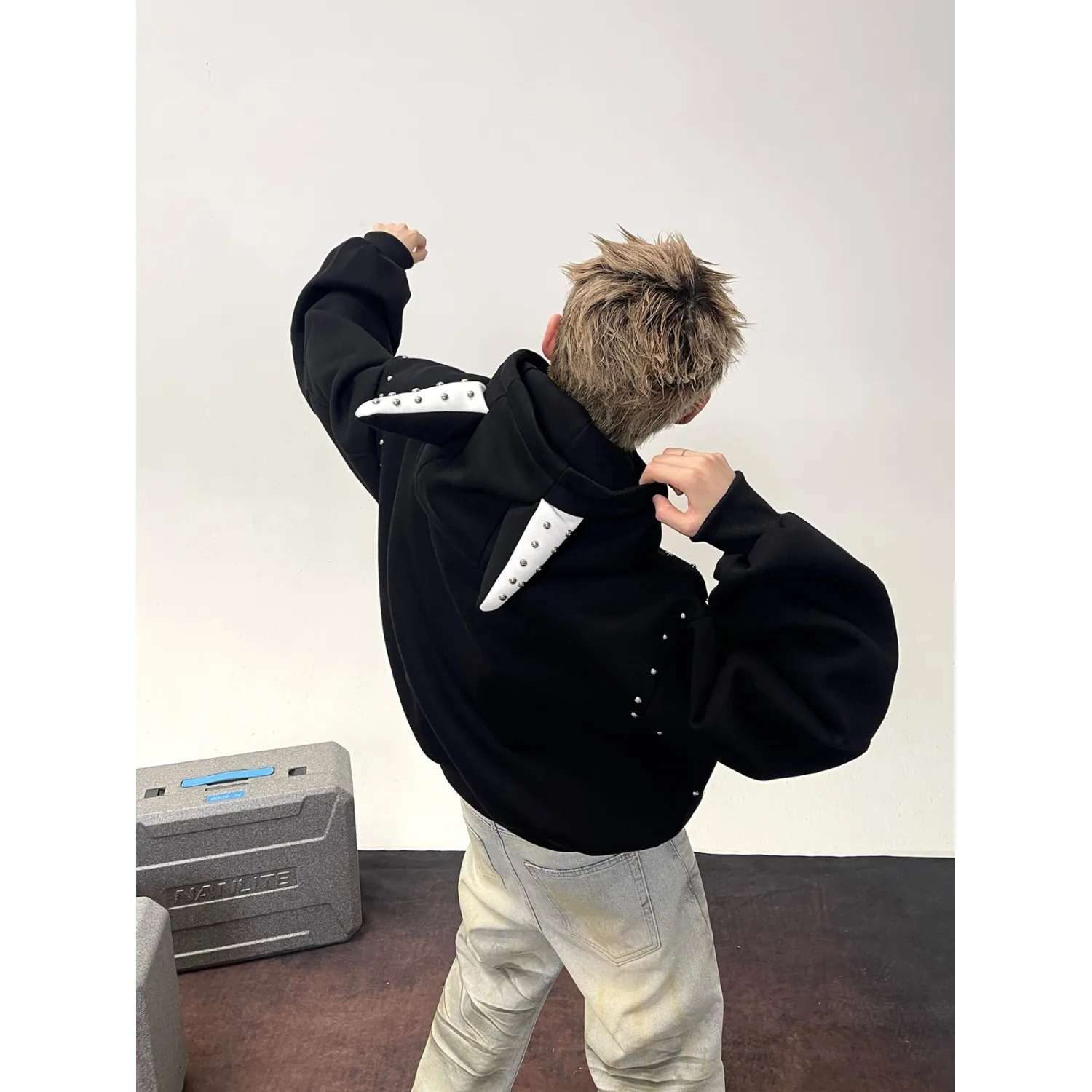 Pesante 250 Pou Autunno Inverno Uomo American Sle Coppia allentata Cardigan Felpa con cappuccio Jaet Fibra di poliestere Traspirante Lungo...