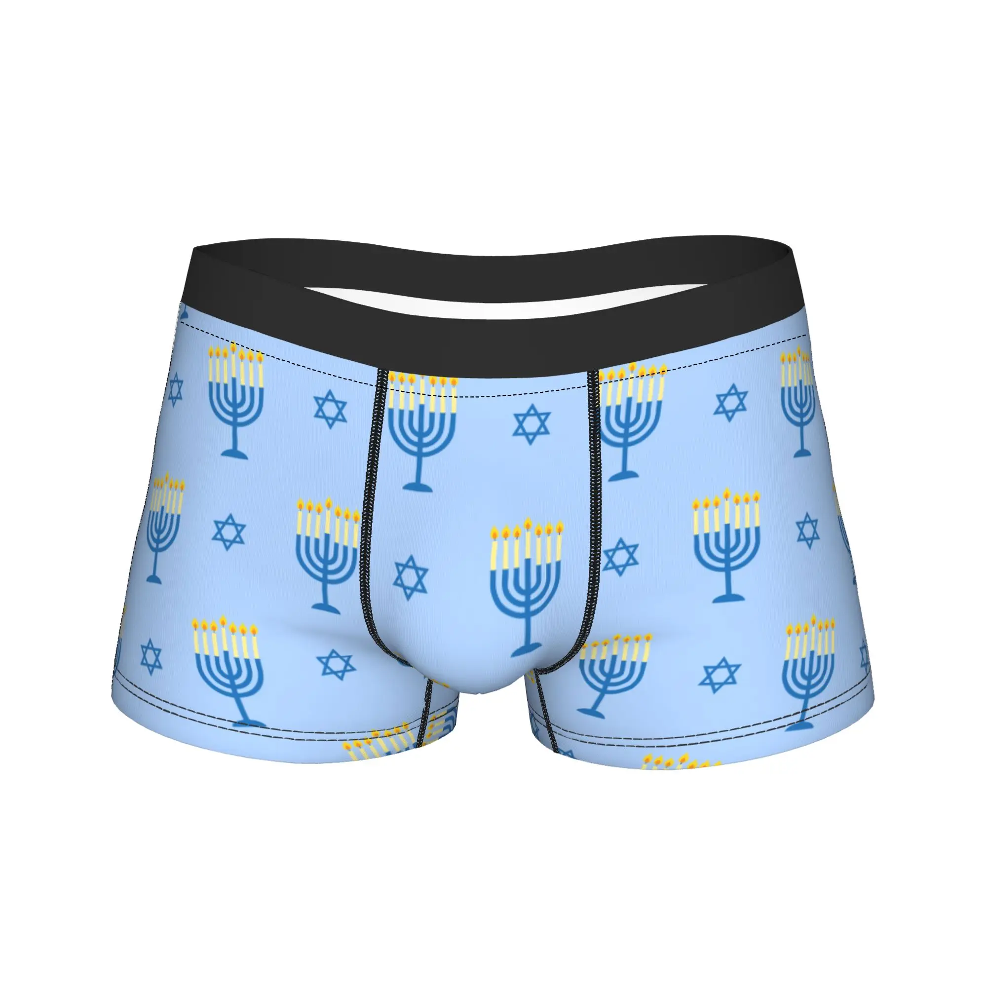 Hanukkah Chanukah Men Underwear Star of David Menorah Candle Boxer Briefs Shorts Panties Printed Underpants for Male S-XXL