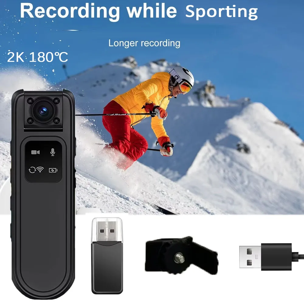 اتش دي 2 ك 180 ° كاميرا صغيرة واي فاي جيب Metting كام قلم تسجيل كاميرا فيديو DV DVR مسجل فيديو للرؤية الليلية في الهواء الطلق #1