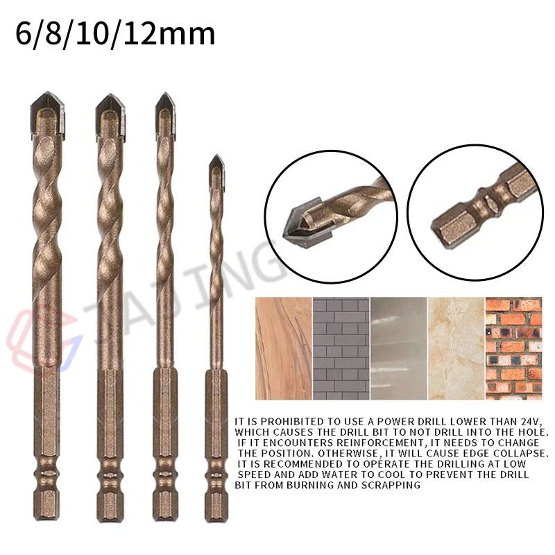 4PCS Hex 1/4 Shank 6-12mm Multifunctional Ultimate Drill Bit for Ceramic Marble Steel Sheet Iron Glass Punching Hole Working Set