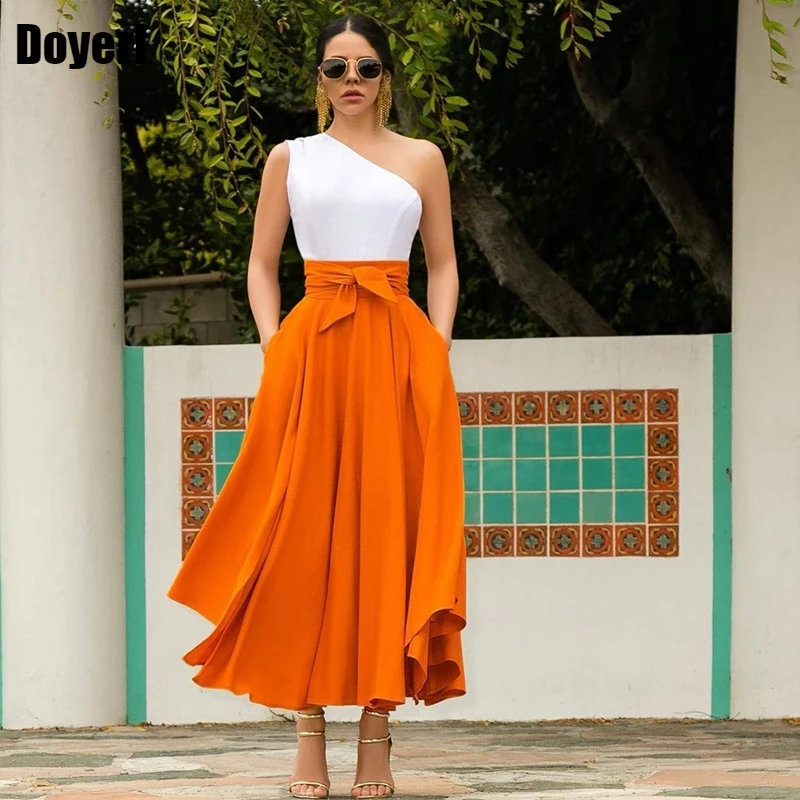 

High Waist Pleated Skirt Women Korean Style Summer Long Skirt for Women Solid Bow Tie Belt Casual Ladies Office Skirt A Line