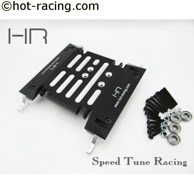 Hot Racing HRAWRA133M01 Black Aluminum Multi-Mount Skid Plate for Axial Wraith 90018/90020, 4 Ball Bearings