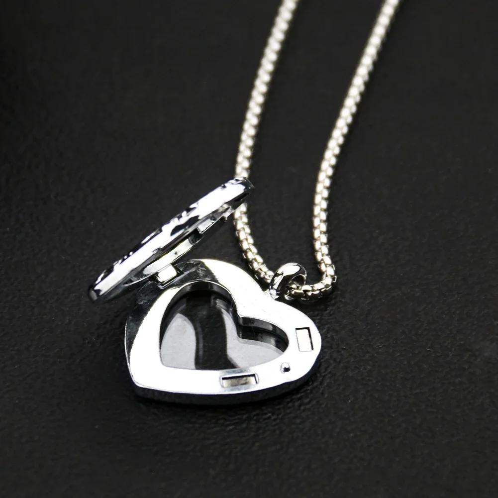 Openable Love Heart Locket Metal Pendant Necklace Headshots Photo Ashes Pet Hair Souvenir Storage Dangle Choker Couples Jewelry