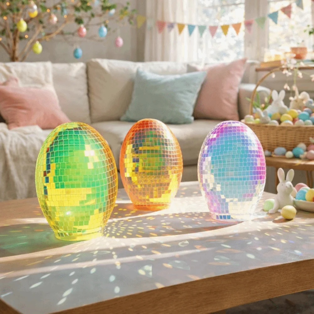 Easter Theme Glass Disco Egg Ball Decorative Shimmering Effect Easter Mirror Ball Adorable Egg