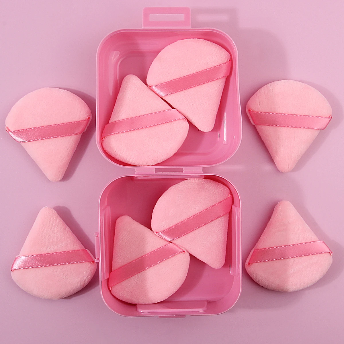 8個収納ボックスセット、超ソフトスポンジ三角パウダーパフ、ポータブルパウダーパフ、ソフトセッティングクッション、ドライ＆ウェット両用