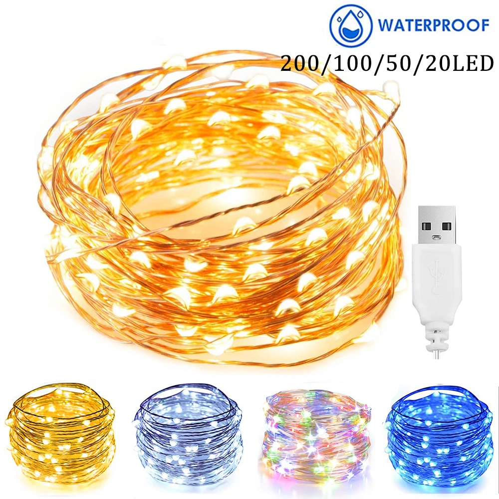 

USB Powered LED String Lights Waterproof Fairy Lights for Christmas Tree Party Wedding Holiday Bedroom Garland Table Home Decor