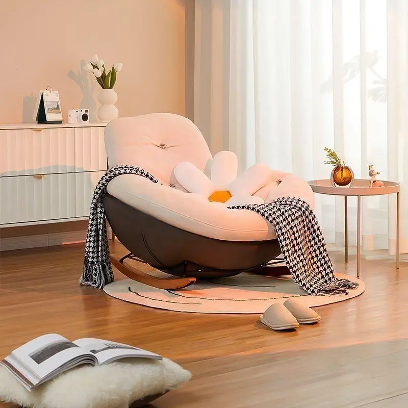 Japanese cream wind modern rocking chair balcony home leisure lazy sofa rocking chair