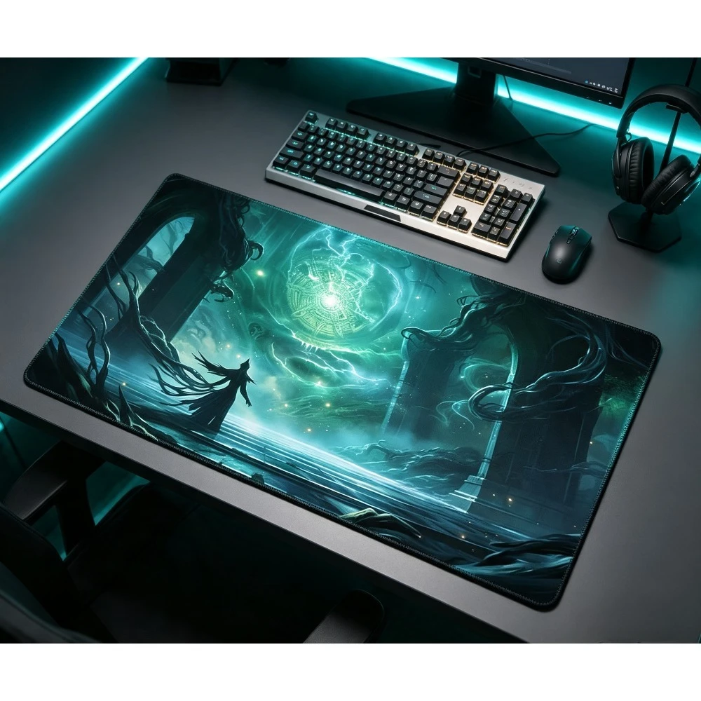 Dark Magic Portal Pattern Play Mat Durable Office Deskpad Parties Gathering Card Game Mat Non-slip Keyboard PC Game Mouse Pad