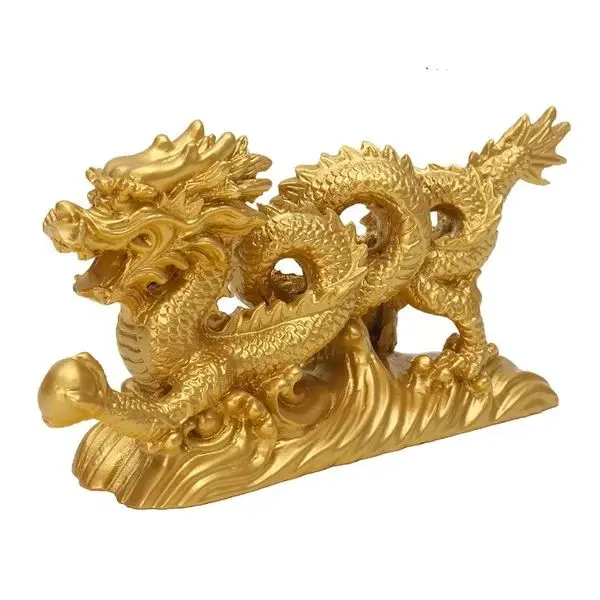 

Classic 6.3" Chinese Geomancy Gold Dragon Figurine Statue