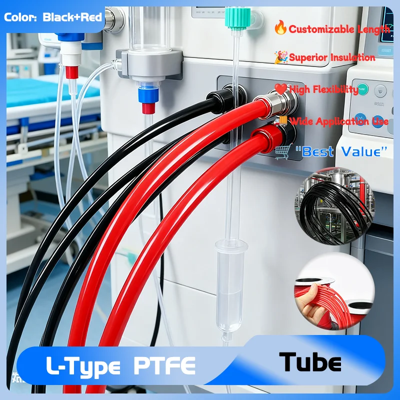 Heat Protector Temperature Corrosion Resistant Pipe F46 Insulated Capillary 5~20 Meters Black Red 30L~8L 150V PTFE Tube 2.5KV