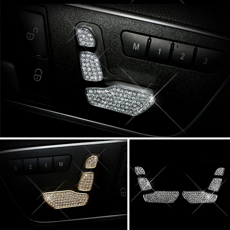 

For Mercedes-Benz C E ML GL GLK CLS Class W204 W212 Crystal Style Car Seat Adjust Buttons Trim Cover Car Interior Accessories