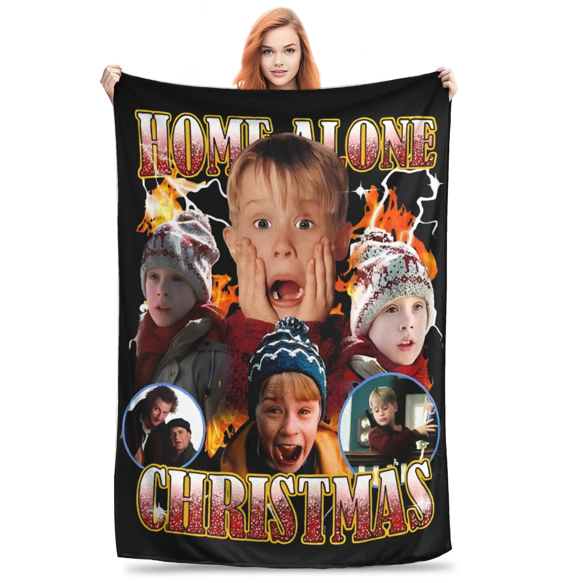 Home Alone Kevin Christmas Knitted Blankets Fleece  Super Soft Throw Blanket for Bedding Couch Bed Rug