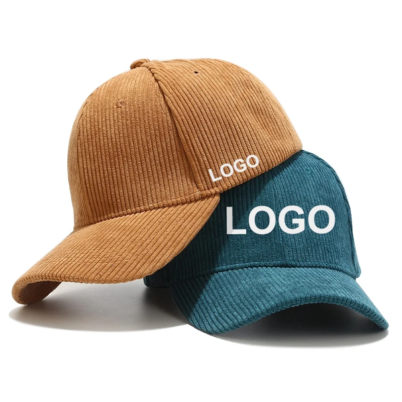 Customizable Thick Hats For Spring Autumn Winter Men Female With Printing Embroidered Logo Name Women Corduroy Baseball Caps