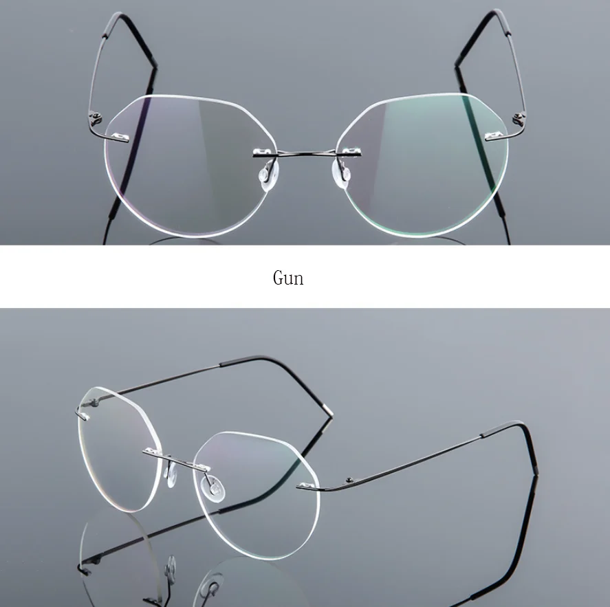 FELRES Randlose Titanlegierung Polygon Anti Blaues Licht Lesebrille Männer Frauen Memory Metall Grenzenlose Rezept Optische Gläser 5