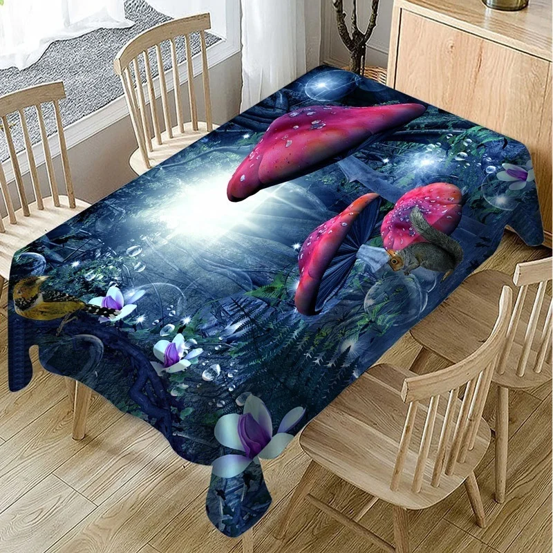 Forest Landscape Printing Rectangular Tablecloth for Table Wedding Decoration Waterproof Anti-stain Dining Coffee Nappe De Table