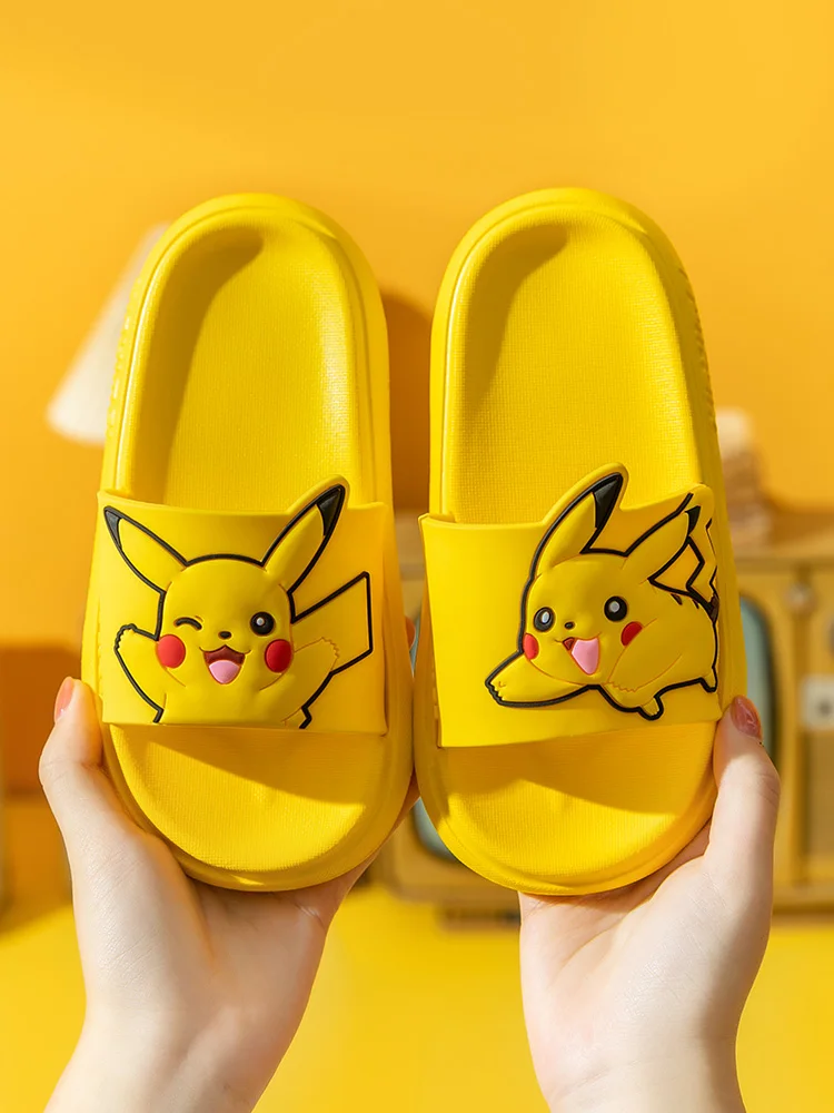 Cartoon Anime Pokemon Cute Pikachu Slippers Indoor House Kawaii Girl Bathroom Sandals Antislip Outside Beach Children Shoes Gift