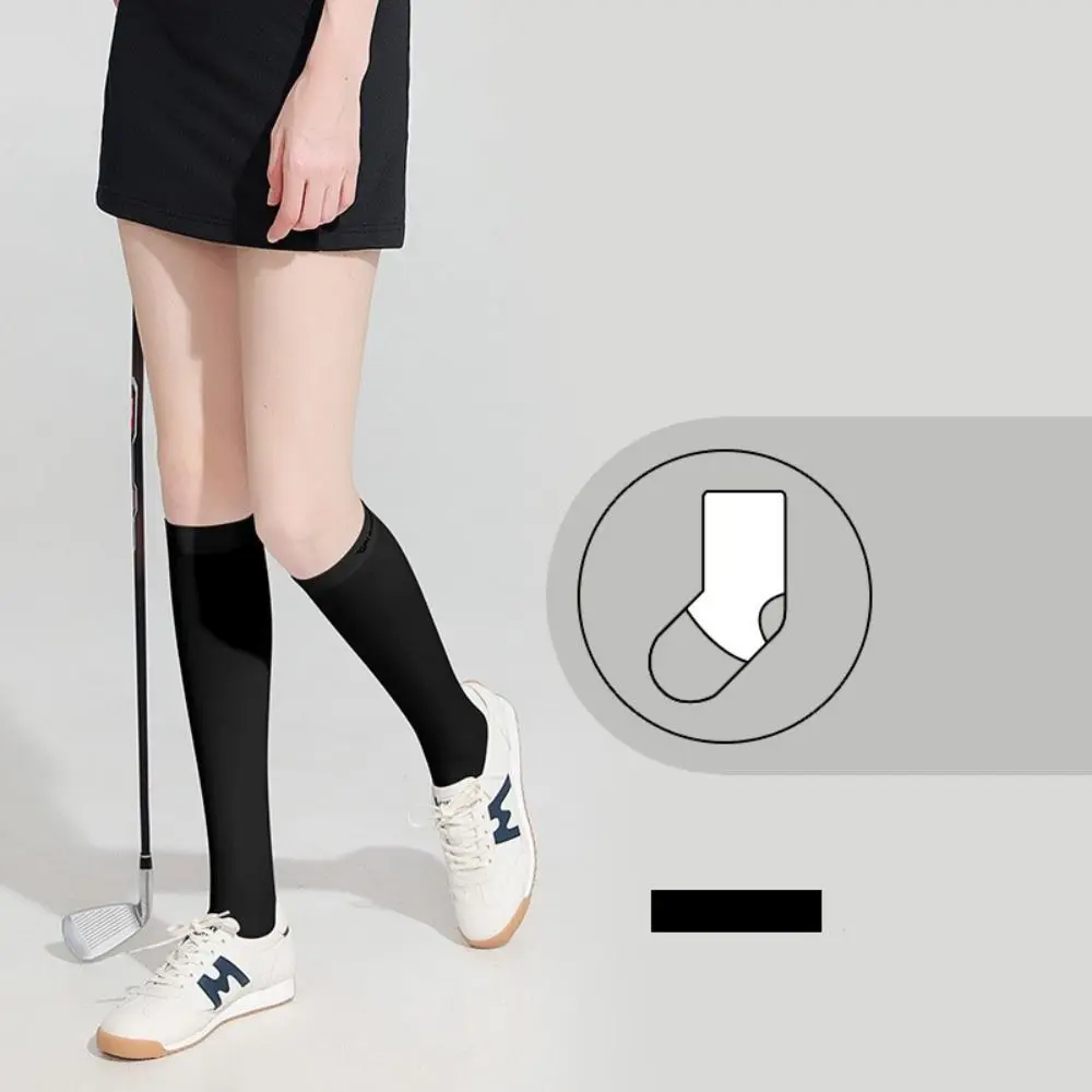 

Black White Sunscreen High Socks Ice Silk Step on Socks Sunproof Leg Protection Socks Breathable Tennis Golf