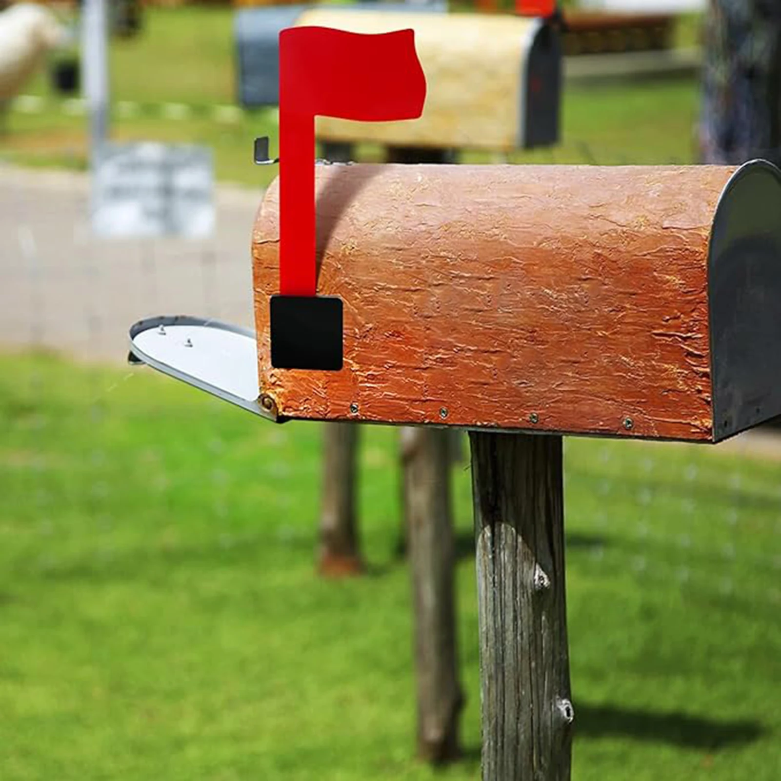 Outdoor Postal Box Acrylic Letter Holder Wall Mounted Mailbox with Red Flag for Home Garden Yard Newspaper Storage Durable