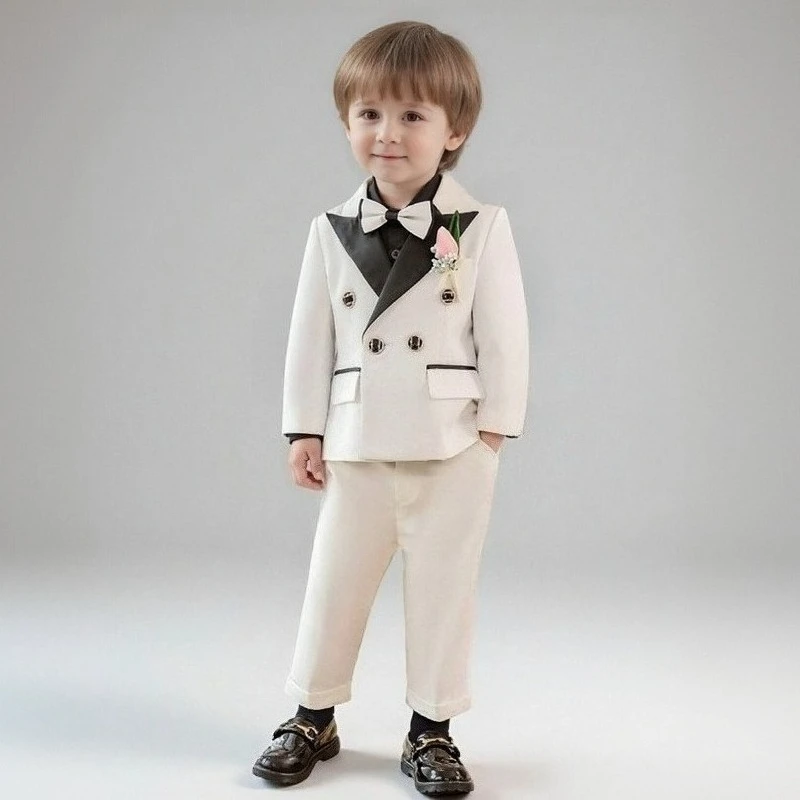 

Комплект костюма для мальчиков, белый деловой костюм для мальчика, свадебные пиджаки, наряд в британском стиле, костюм для выступления на первый день рождения для малышей, От 1 до 12 лет